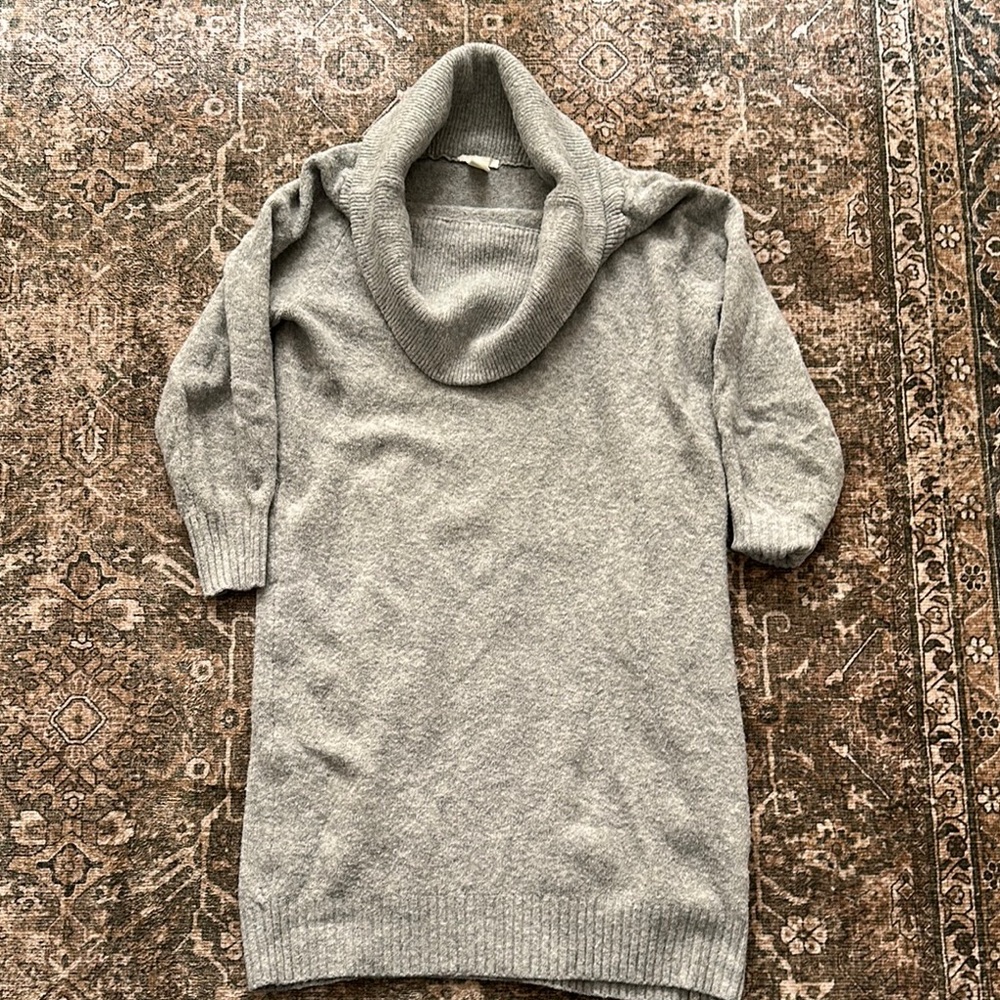 Gray Cowl Neck Sweater Dress